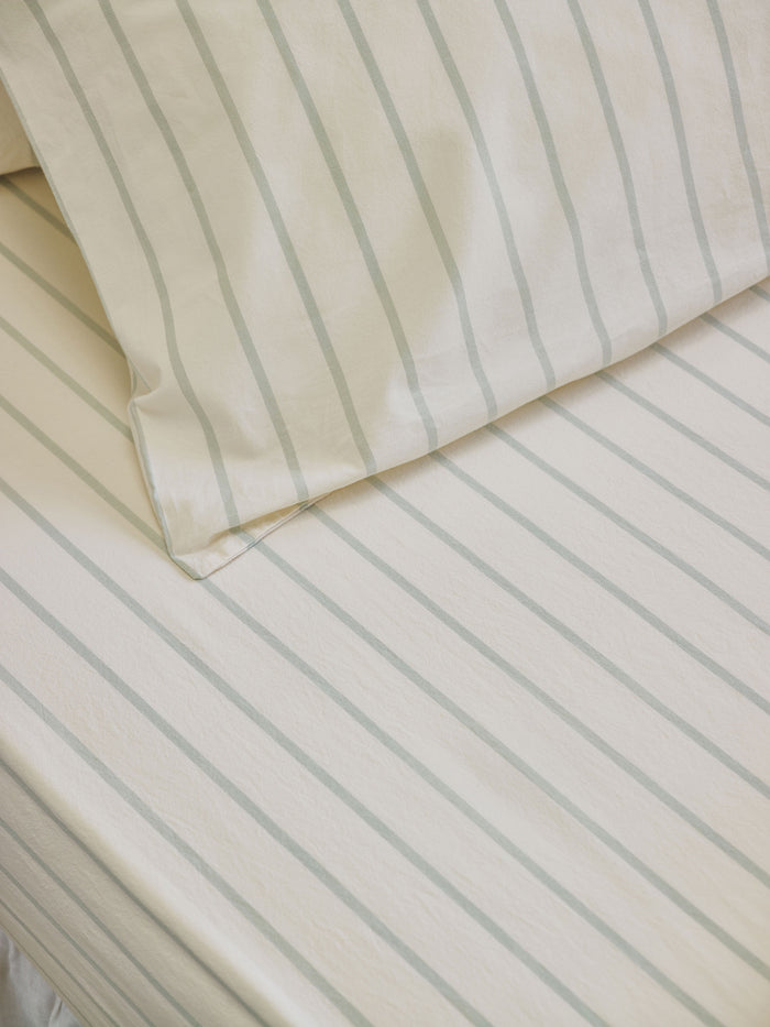 Mellow Green Slumber Stripe Fitted Sheet