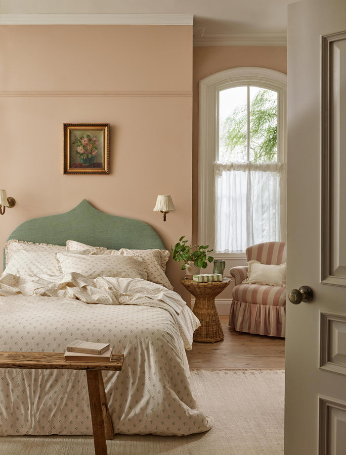 Mellow Green Martha Floral Cotton Duvet Cover