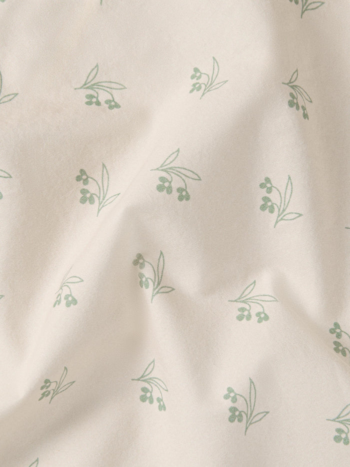 Mellow Green Martha Floral Cotton Duvet Cover