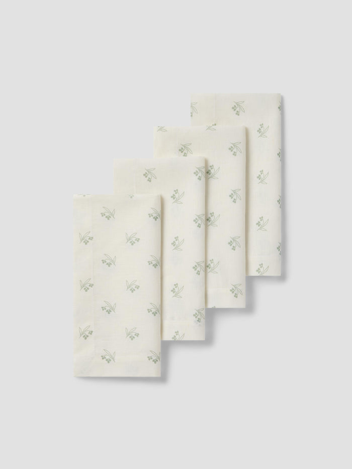 Mellow Green Martha Floral Linen Blend Napkins