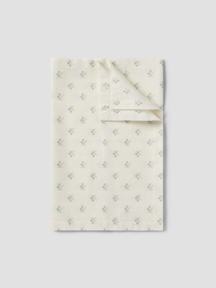 Folded Mellow Green Martha Floral Linen Blend Runner
