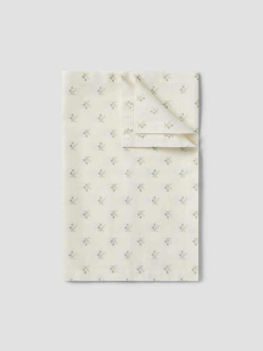 Folded Mellow Green Martha Floral Linen Blend Runner