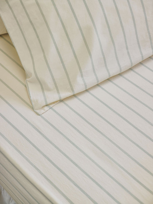 Mellow Green Slumber Stripe Fitted Sheet