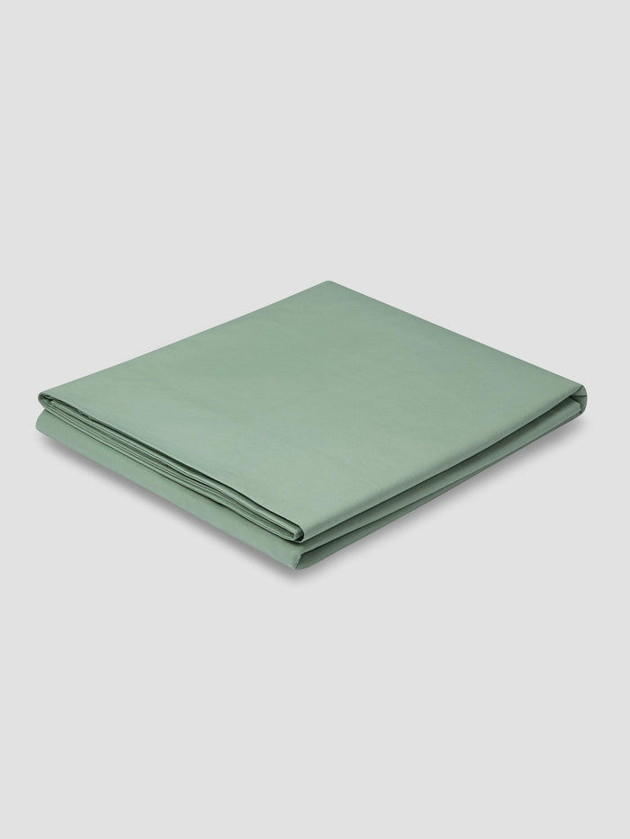 Mellow Green Washed Cotton Percale Flat Sheet