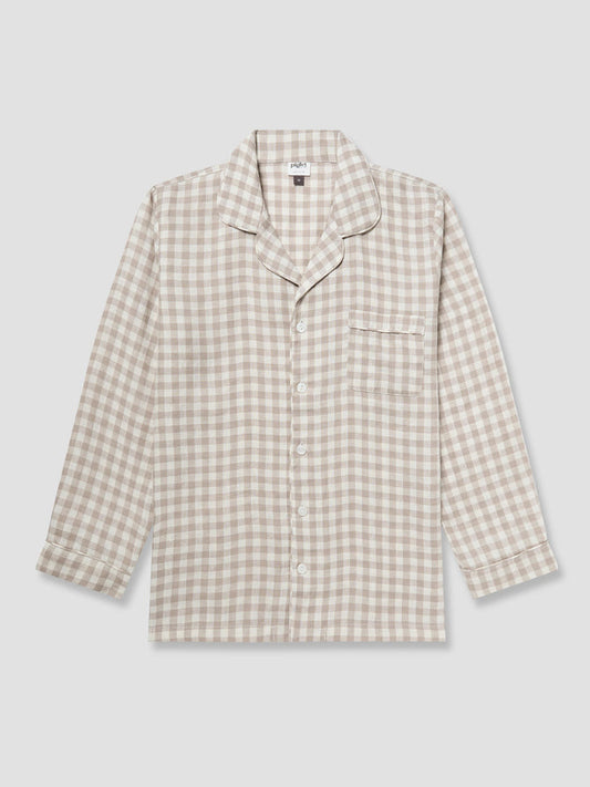 Men's Mushroom Gingham Pyjama Shirt