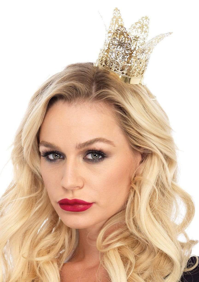 color_gold | Leg Avenue Mini Metal Filigree Crown Costume Headband