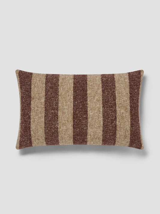 Mocha & Oatmeal Wide Stripe Wool Rectangle Cushion Cover