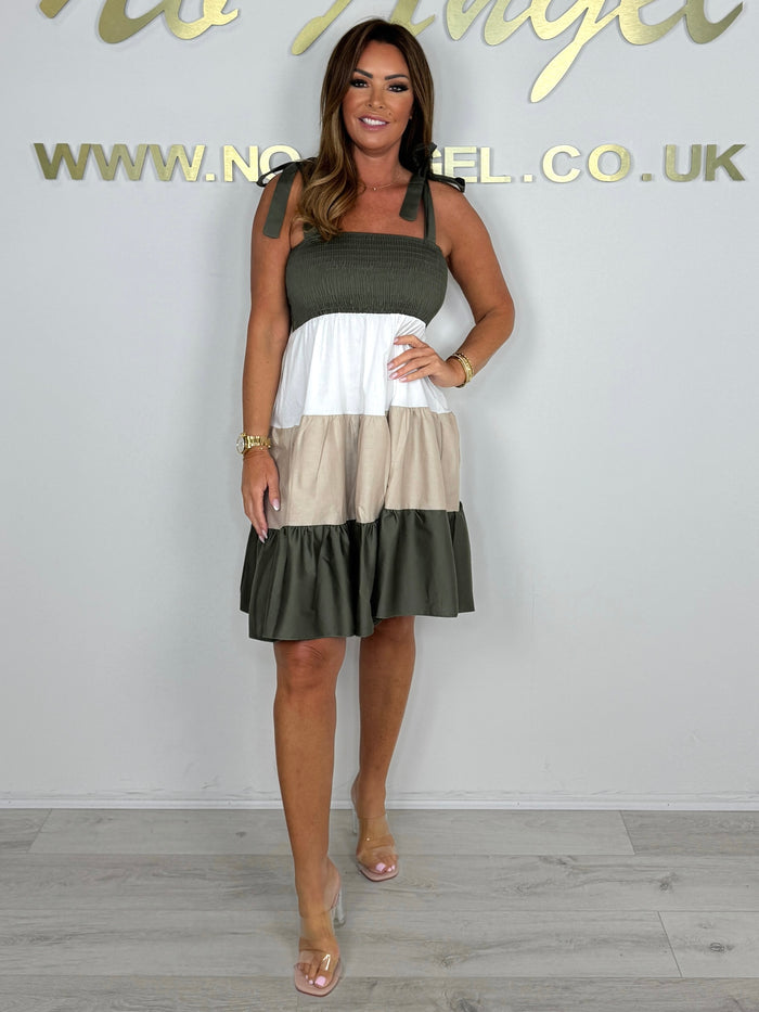 Multicoloured Tie Shoulder Dress (3 Colours)