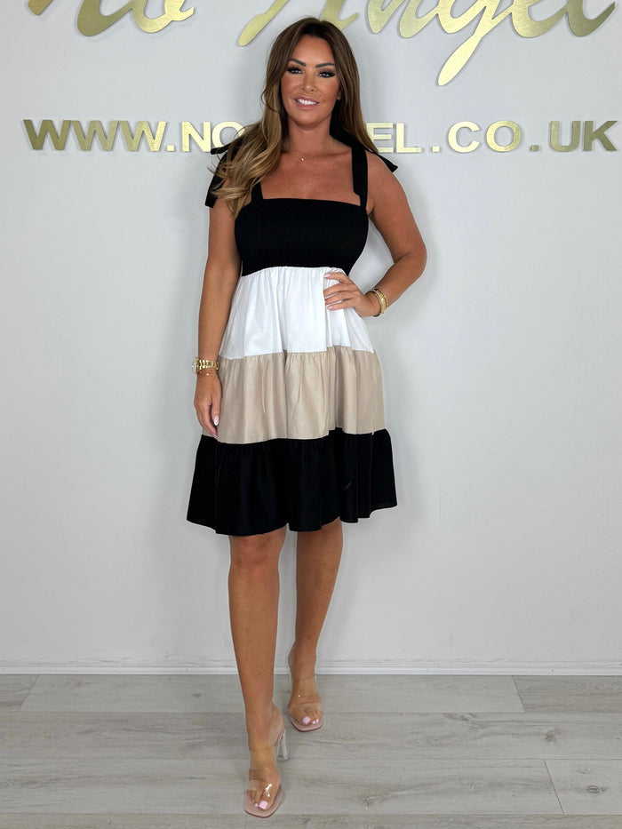 Multicoloured Tie Shoulder Dress (3 Colours)