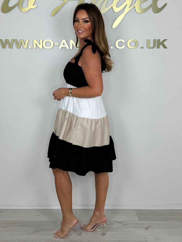 Multicoloured Tie Shoulder Dress (3 Colours)