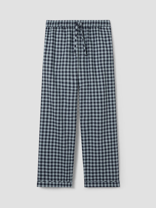 Navy & Sky Blue Gingham Linen Blend Trousers