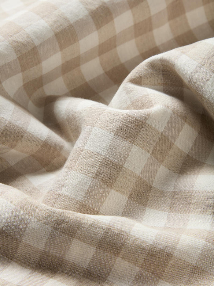 Oatmeal Pembroke Gingham Linen Blend detail