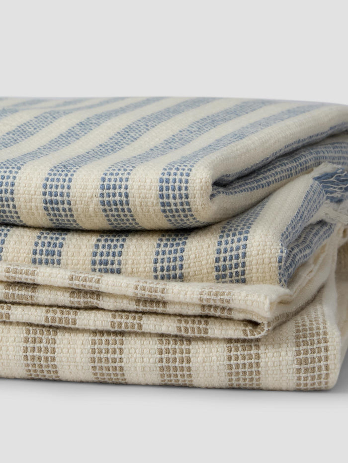 Oatmeal Pembroke Stripe Wool Throw