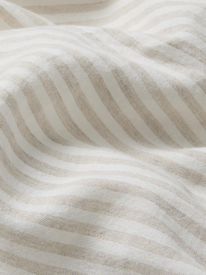 Oatmeal Stripe Linen Blend Fitted Sheet