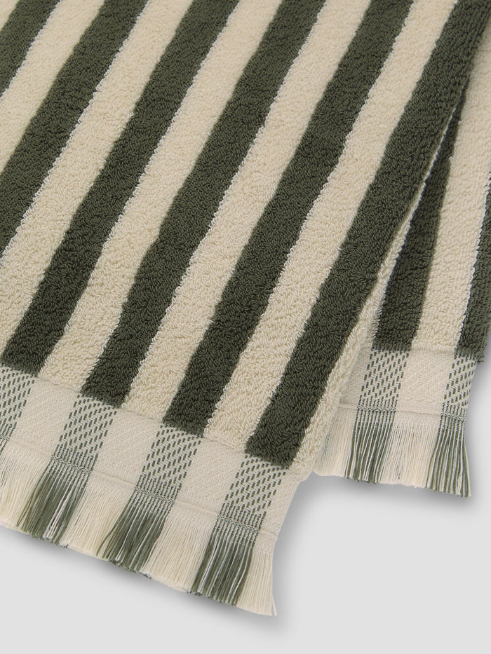 Olive Green Pembroke Stripe Cotton Towels