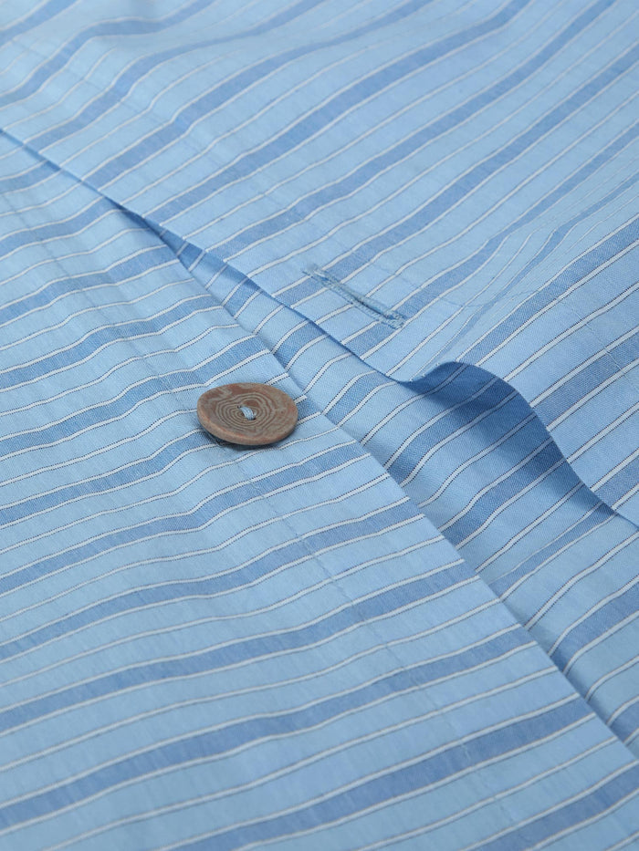 Pale Blue Favourite Shirt Stripe Cotton Duvet Cover