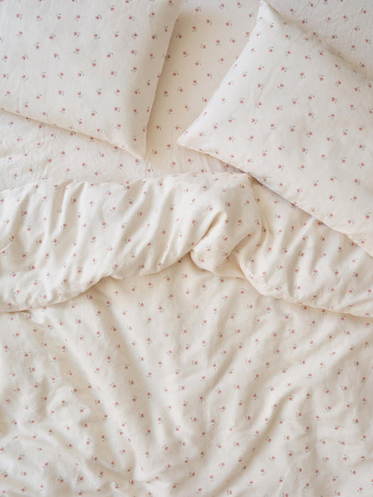 Pearl Posy Bud Linen Blend Duvet Cover