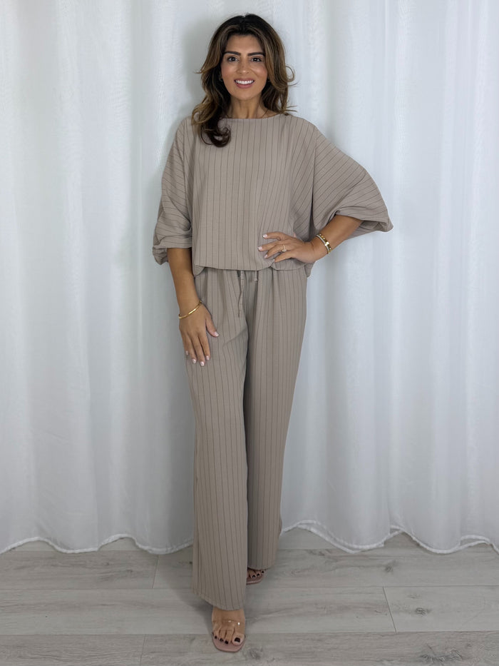 Pinstripe Long Sleeve Top & Trouser Co-Ord (3 Colours)