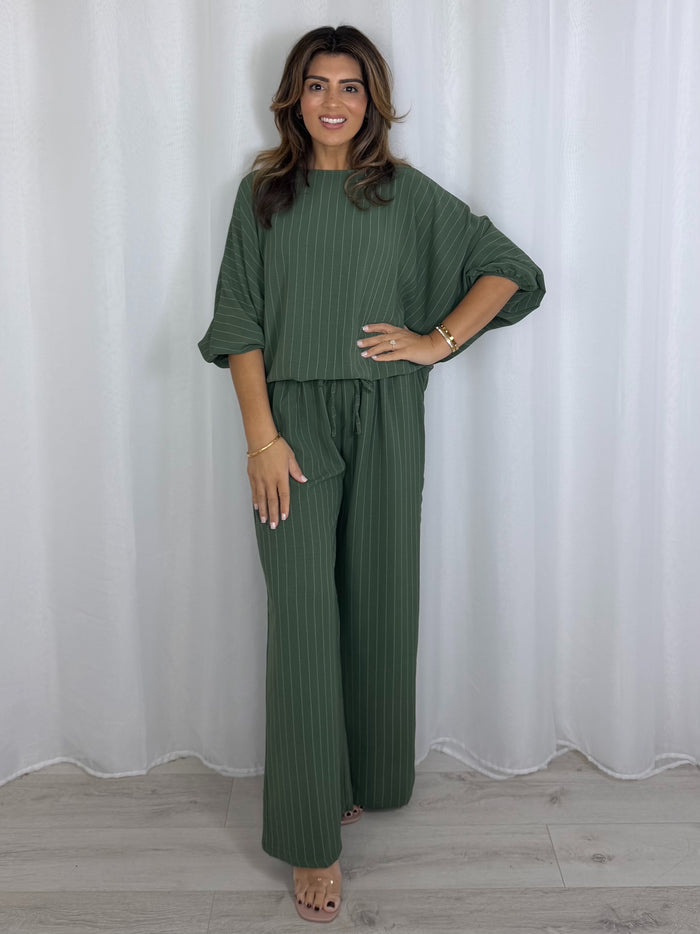 Pinstripe Long Sleeve Top & Trouser Co-Ord (3 Colours)