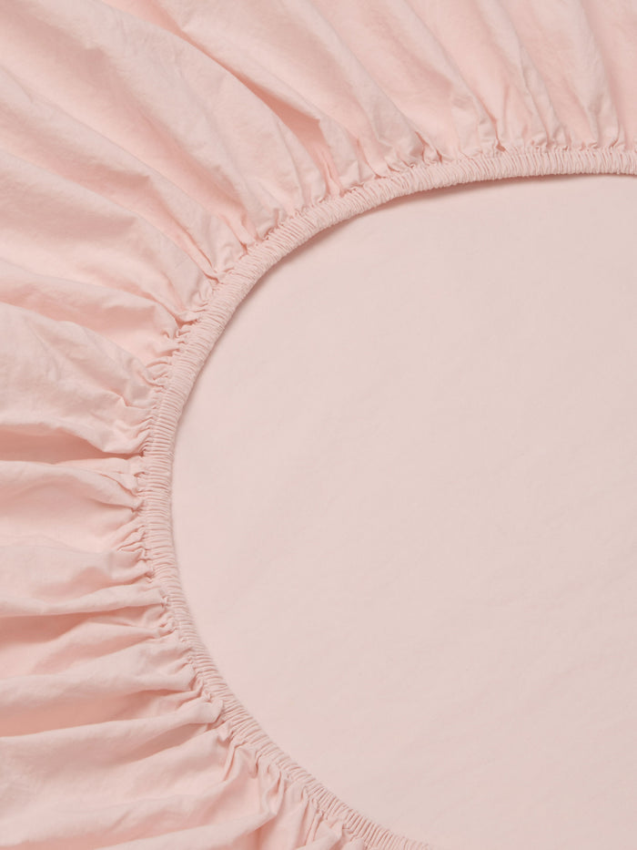Poetic Pink Washed Cotton Percale Fitted Sheet
