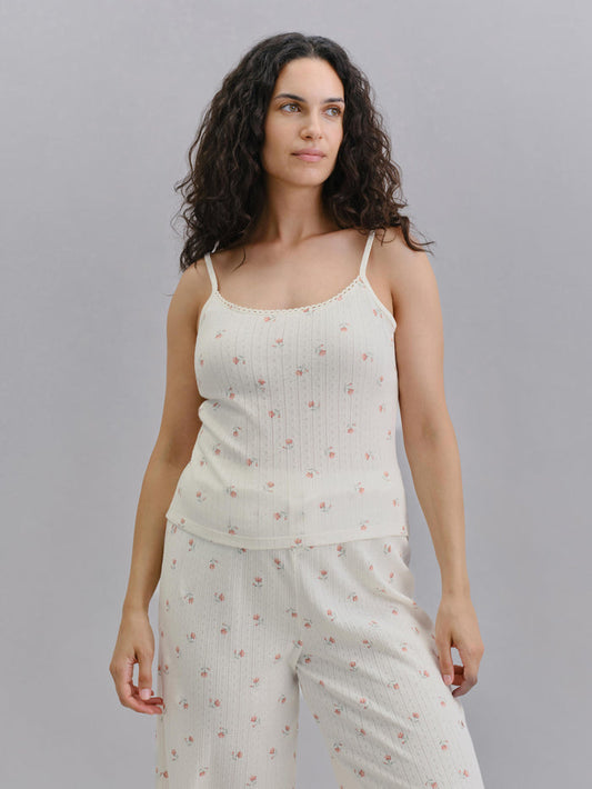 Model wearing Posy Bud Pointelle Cami Vest