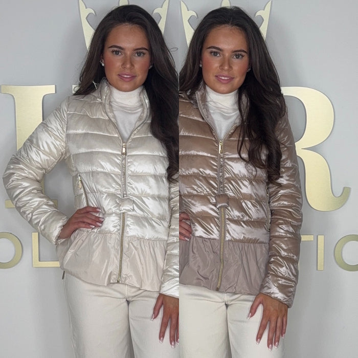 Quilted Metallic Gold Hardware Frill Peplum Jacket (2 Colours)