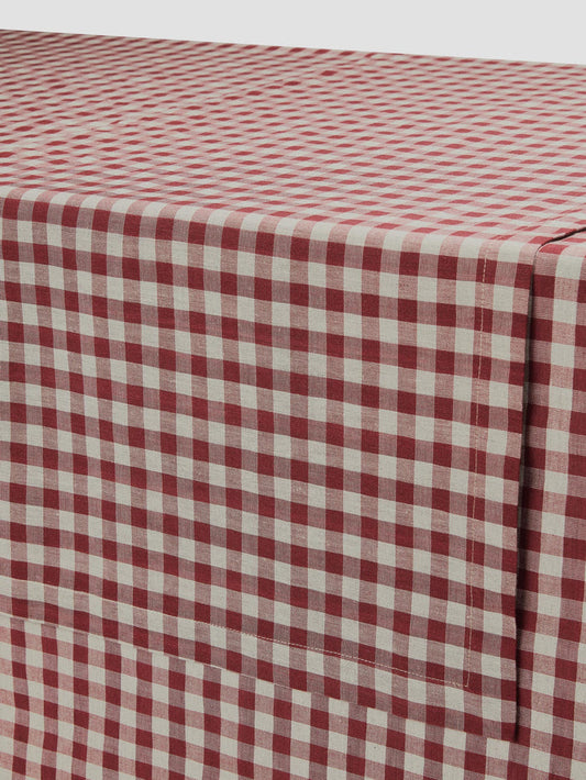 Rhubarb Gingham Linen Blend Table Runner
