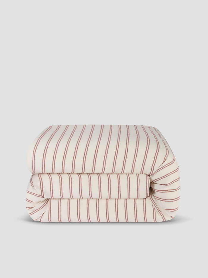 Rhubarb Kemptown Stripe Linen Blend Duvet Cover