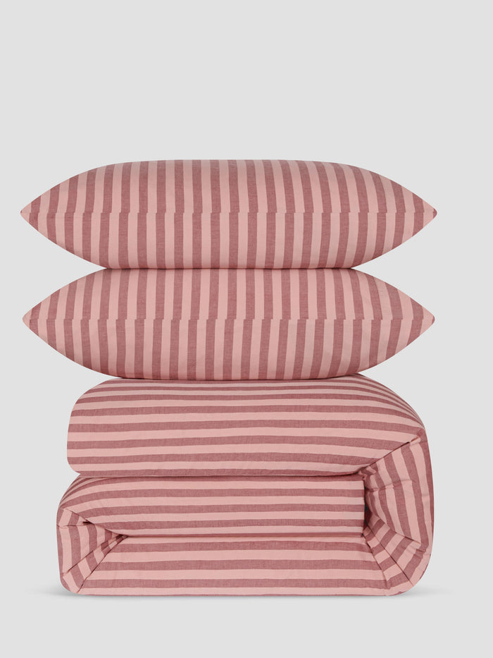 Rhubarb & Rose Pembroke Stripe Cotton Duvet Set
