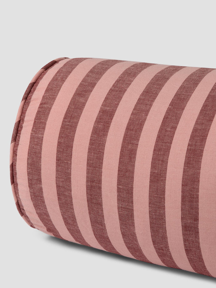 Rhubarb & Rose Pembroke Stripe Linen Blend Bolster Filled Cushion Detail