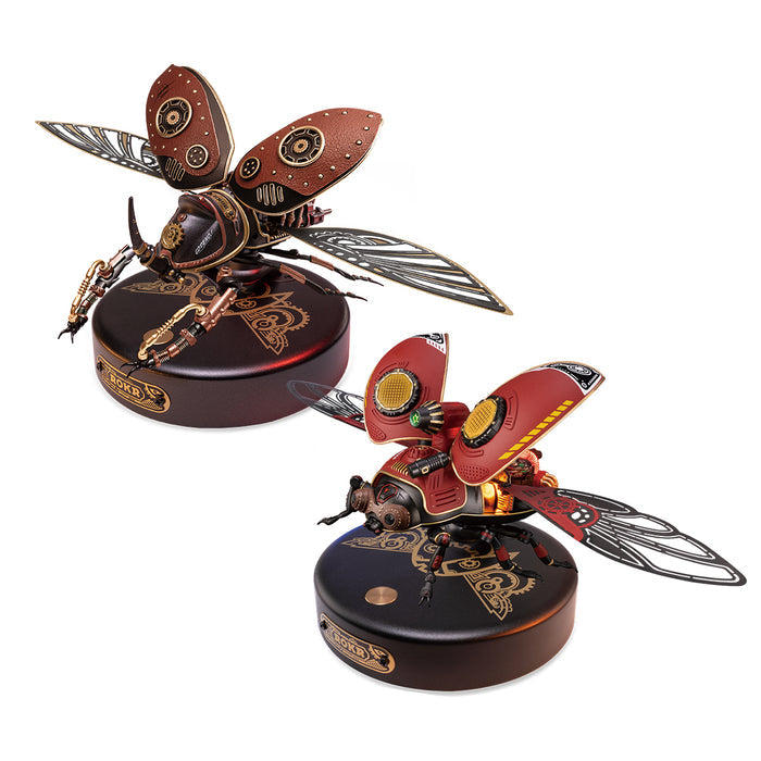 ROKR Mechanical Age Series 3D wooden robot model kit, hands assembling laser-cut wooden pieces