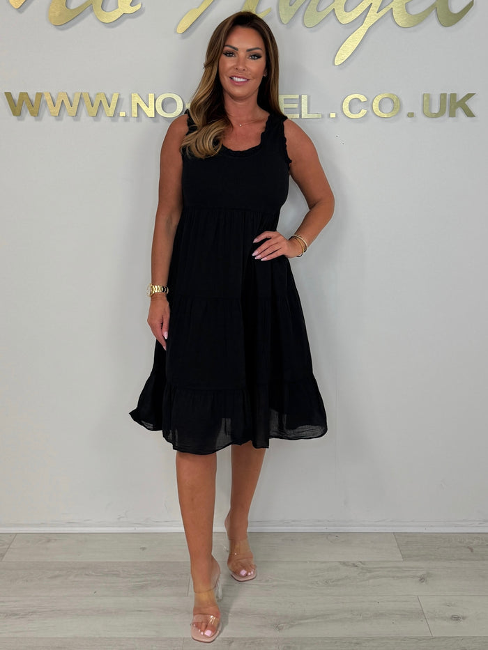 Ruffle Edge Ribbed Top Midi Dress (4 Colours)