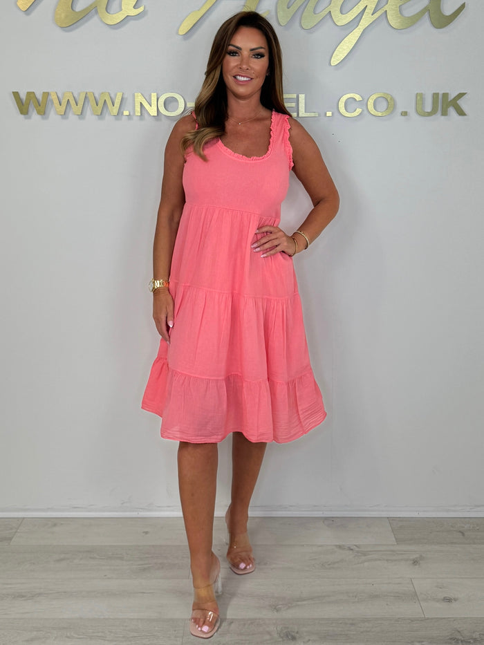 Ruffle Edge Ribbed Top Midi Dress (4 Colours)