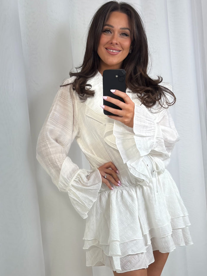 Ruffle Tie Up V-Neck Dress (2 Colours)