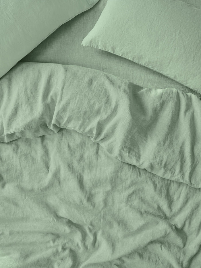 Sage Green 100% Linen Duvet Cover