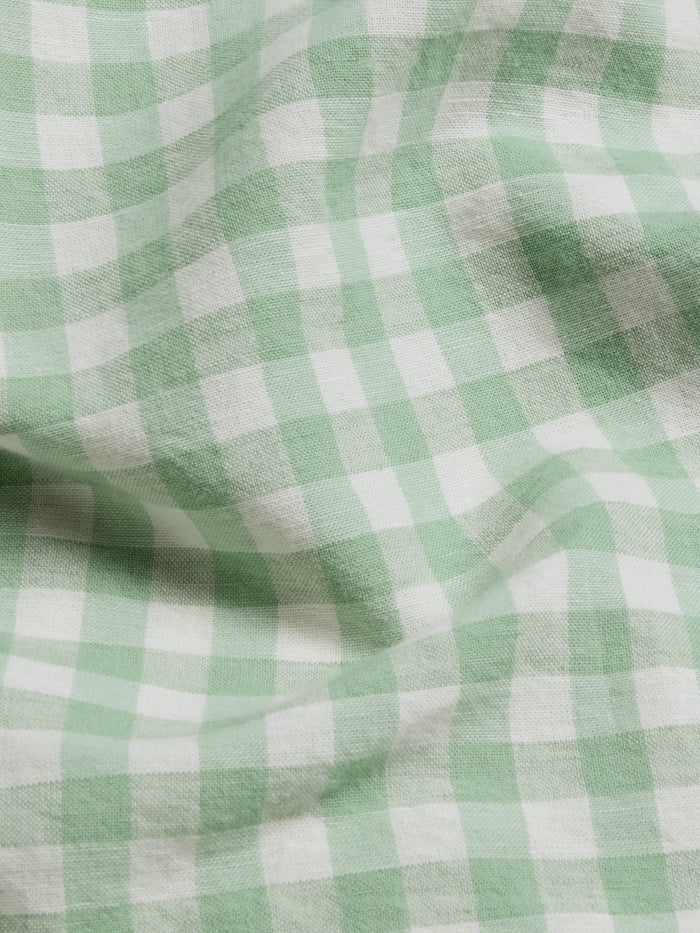 Sage Green Gingham Linen Blend Duvet Cover