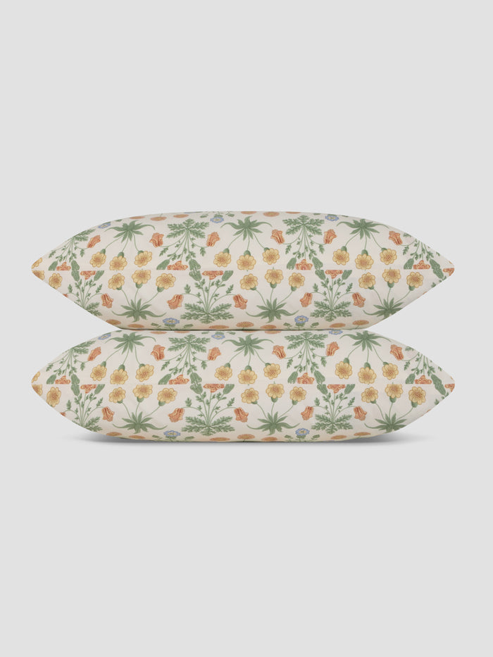 Sage & Mindful Cream Daisy Cotton Pillowcases (Pair)