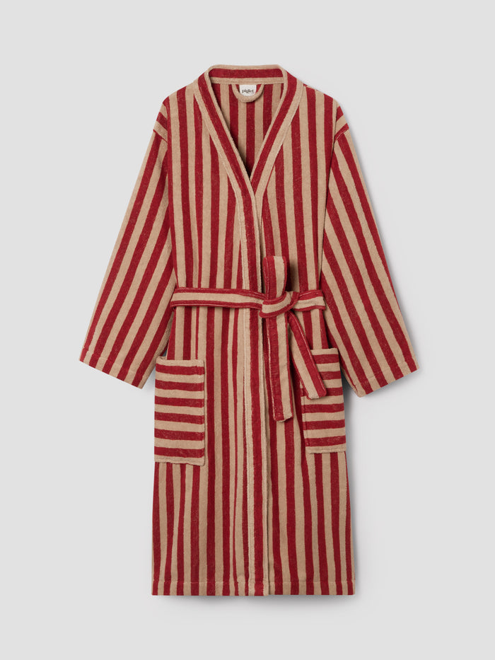 Sandstone Red Pembroke Stripe Cotton Robe