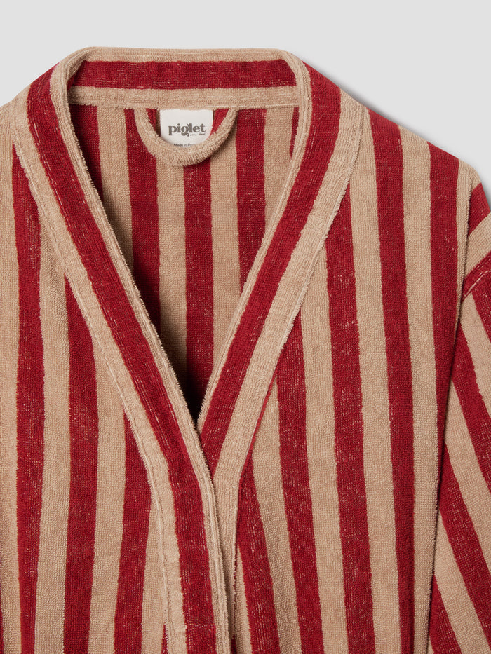 Sandstone Red Pembroke Stripe Cotton Robe