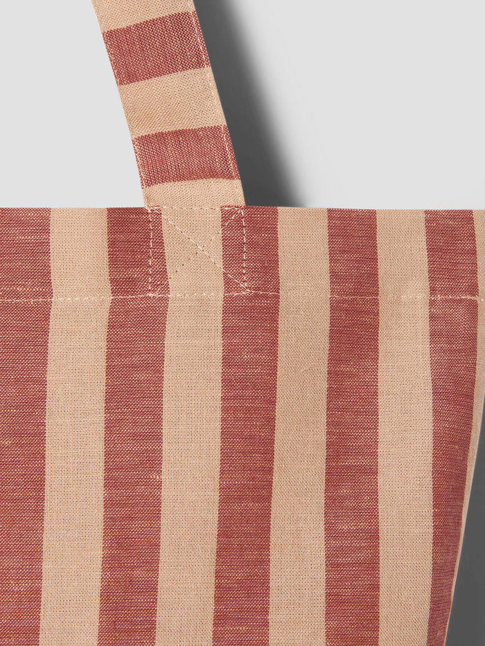 Sandstone Red Pembroke Stripe Linen Blend Tote Bag