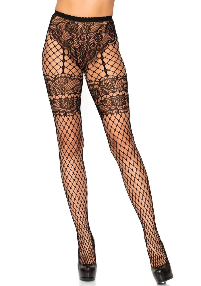 Leg Avenue Faux Garter Fishnet Tights