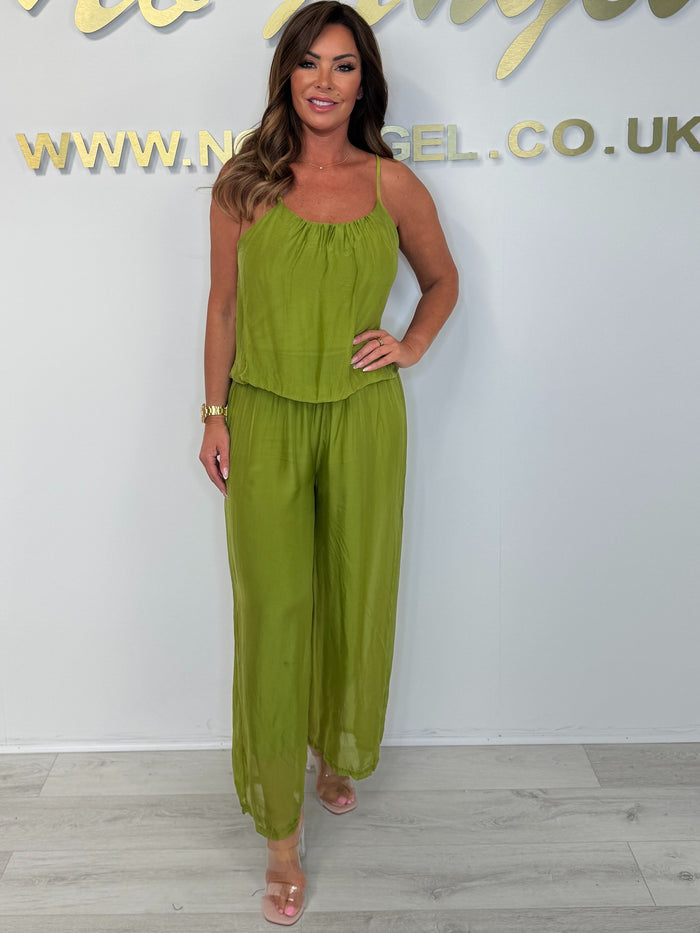 Silk Mix Spaghetti Strap Floaty Jumpsuit (6 Colours)