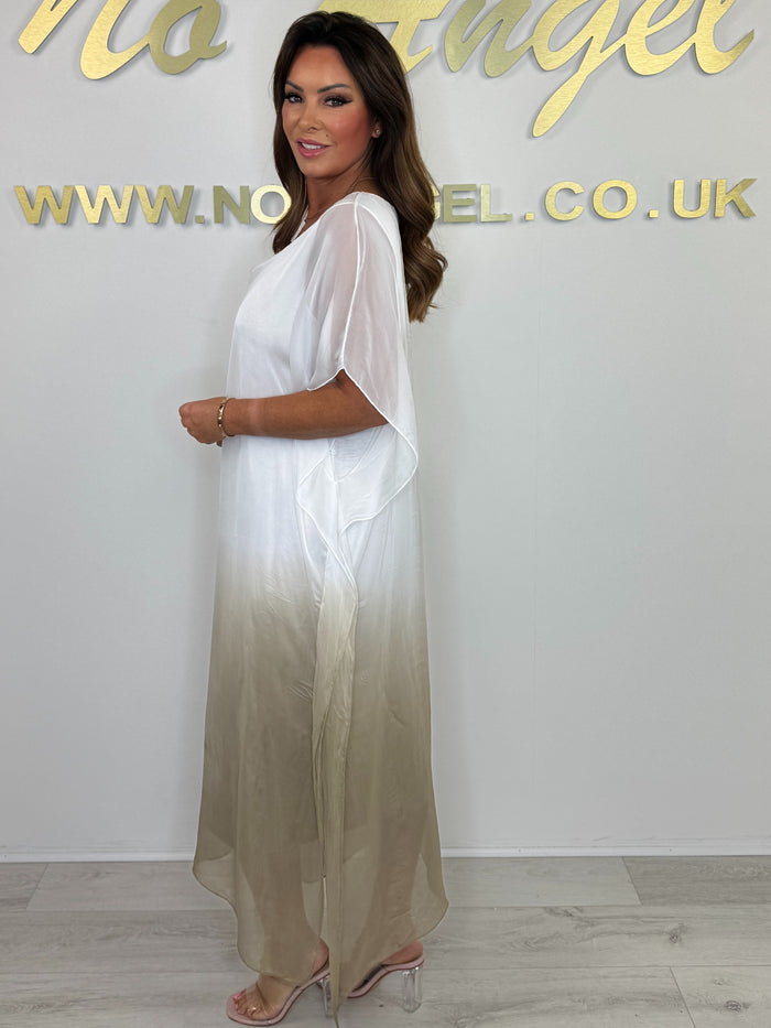 Silk Mix Tie Dye V-Neck Dress (4 Colours)