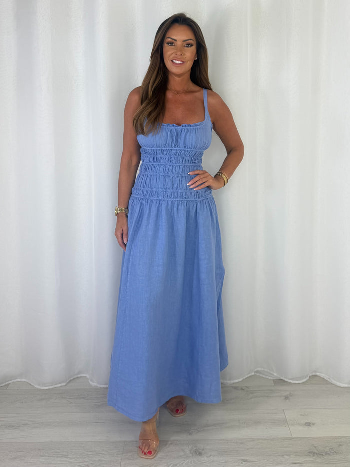 Smocked Waist Side Split Dress (2 Colours)