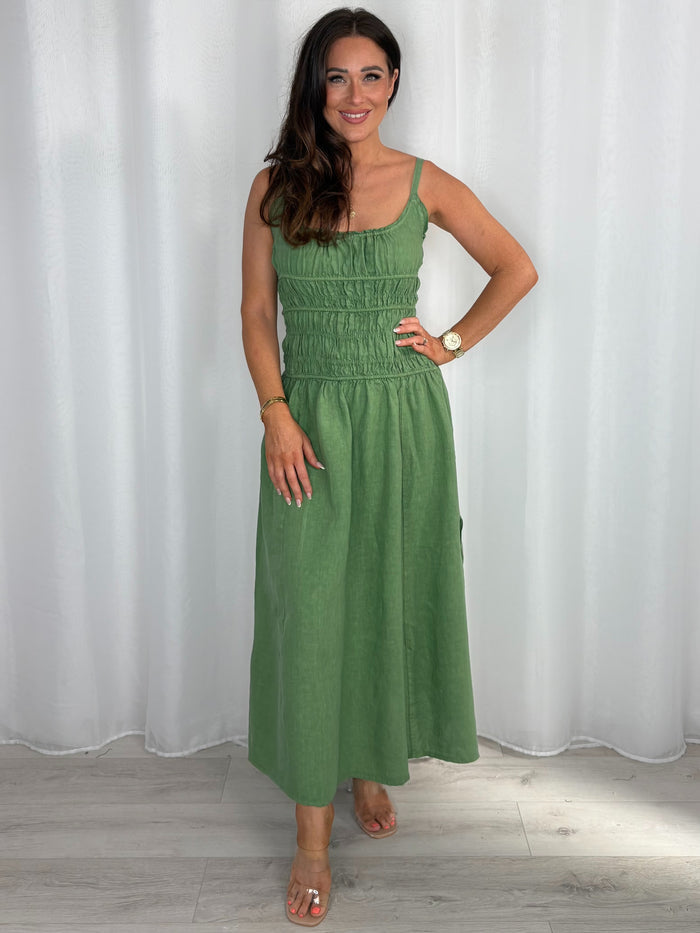 Smocked Waist Side Split Dress (2 Colours)