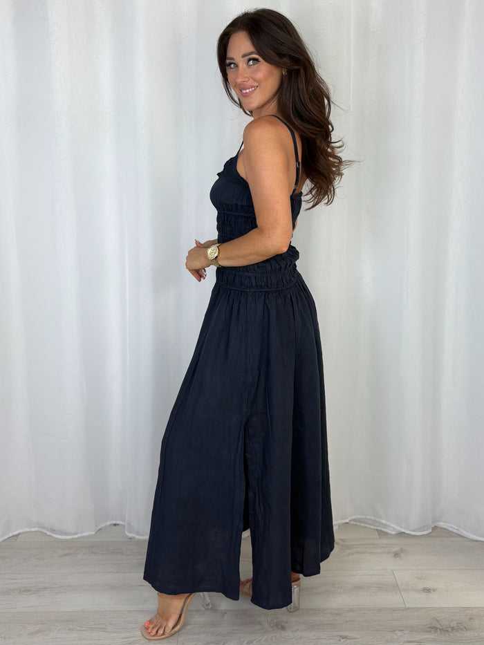 Smocked Waist Side Split Dress (2 Colours)