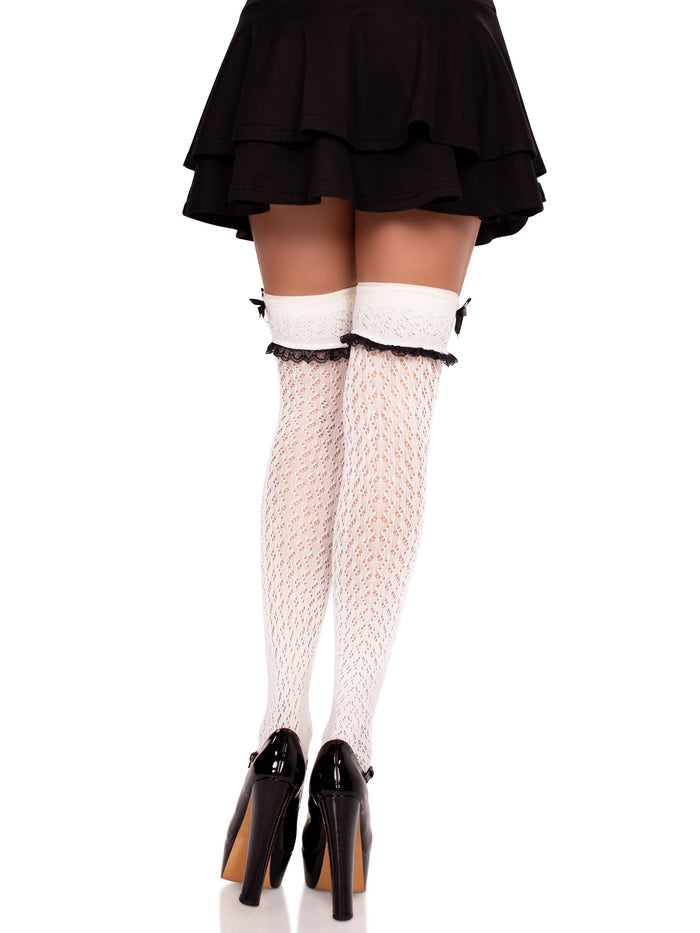 color_white | Leg Avenue Sofia Crocheted Knee Socks