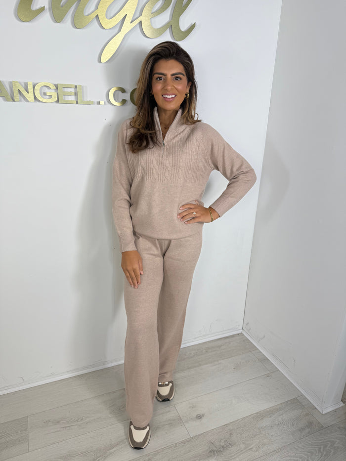 Soft Knit Funnel Neck Zip Up Trouser Co-ord (6 Colours)