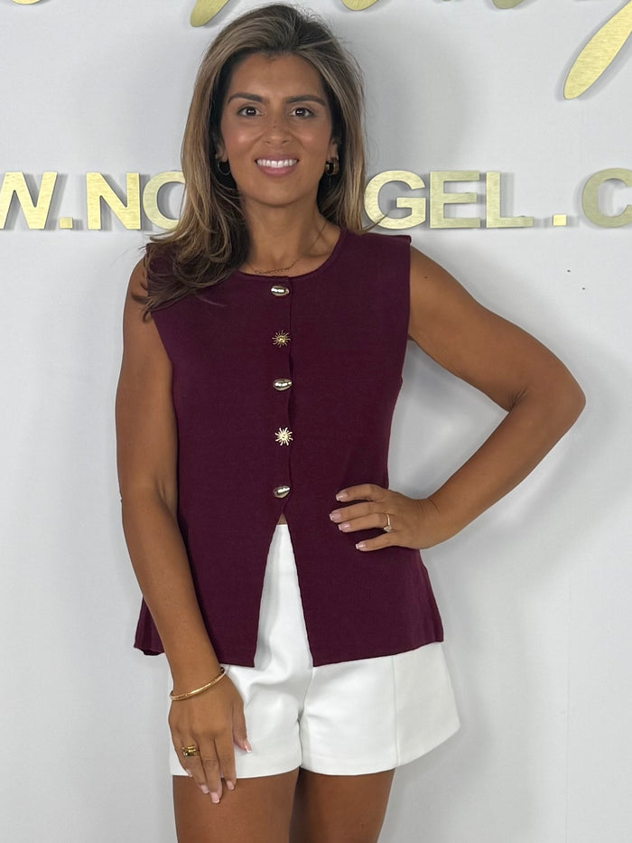 Soft Knit Round Neck Split Front Waistcoat (5 Colours)