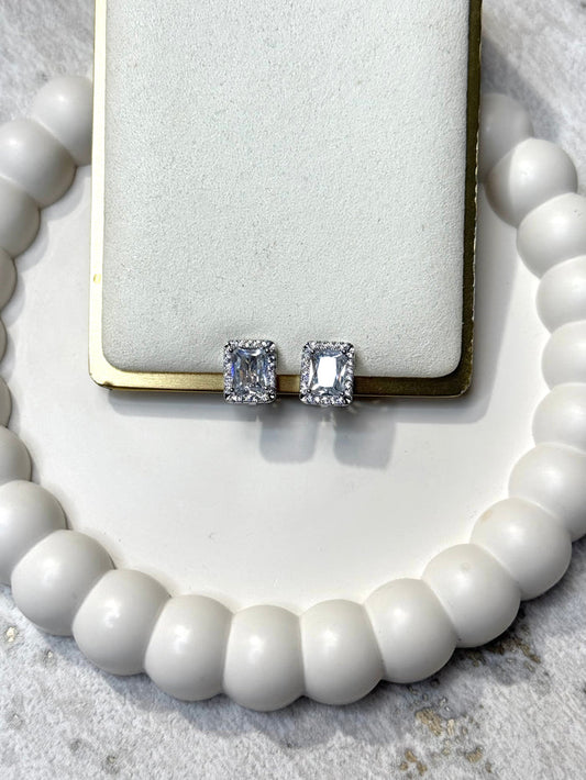 Square Diamonte Clip On Earrings